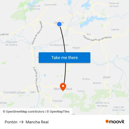 Pontón to Mancha Real map
