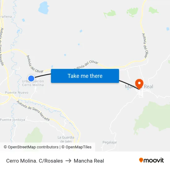Cerro Molina. C/Rosales to Mancha Real map