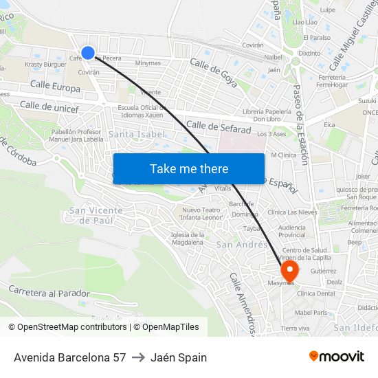 Avenida Barcelona 57 to Jaén Spain map