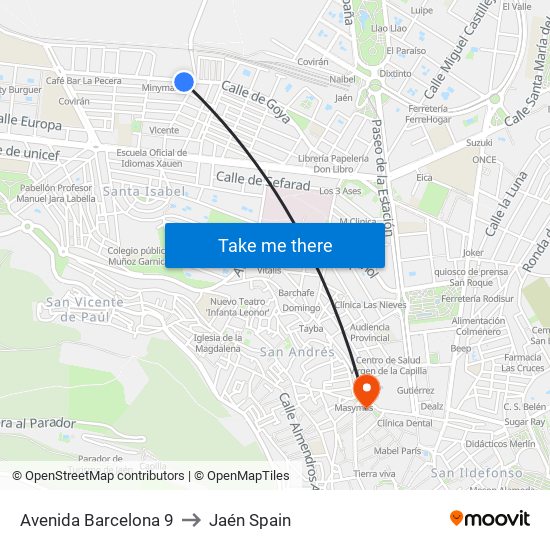Avenida Barcelona 9 to Jaén Spain map