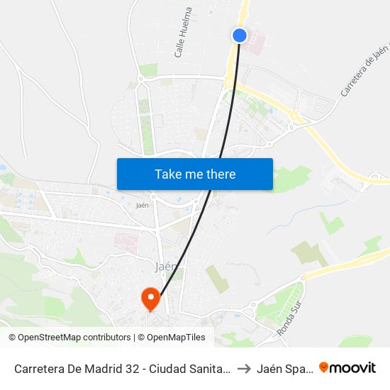 Carretera De Madrid 32 - Ciudad Sanitaria to Jaén Spain map