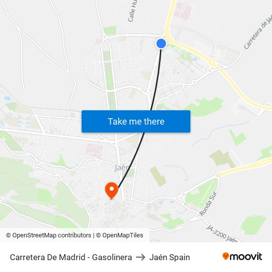 Carretera De Madrid - Gasolinera to Jaén Spain map