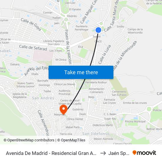 Avenida De Madrid - Residencial Gran Avenida to Jaén Spain map