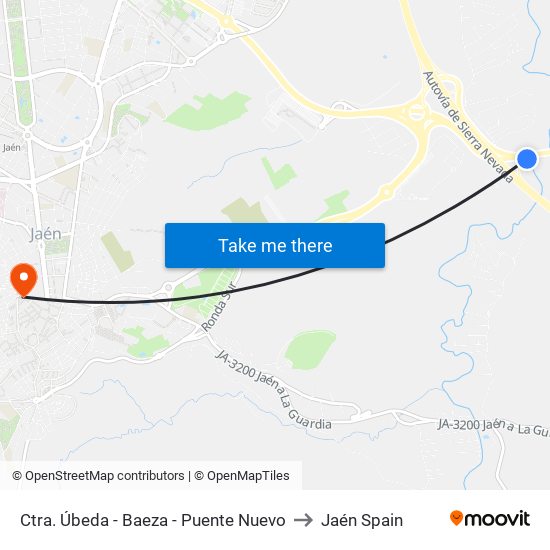 Ctra. Úbeda - Baeza - Puente Nuevo to Jaén Spain map
