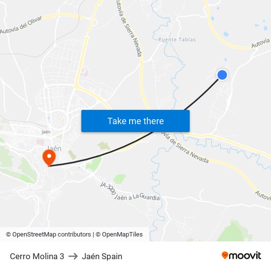 Cerro Molina 3 to Jaén Spain map