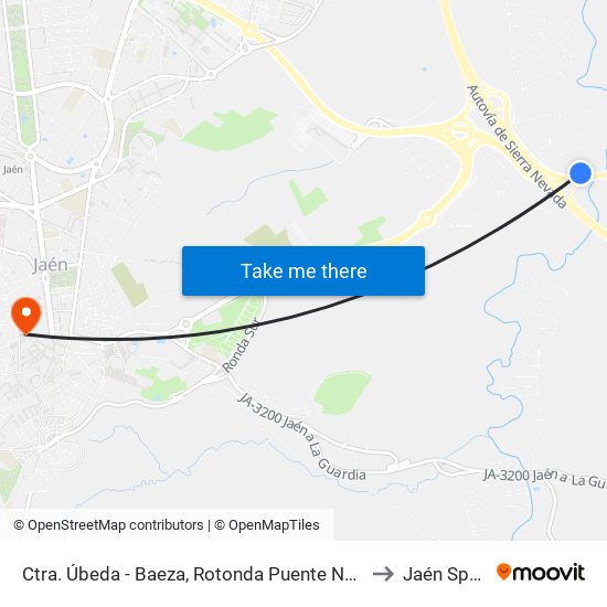 Ctra. Úbeda - Baeza, Rotonda Puente Nuevo to Jaén Spain map