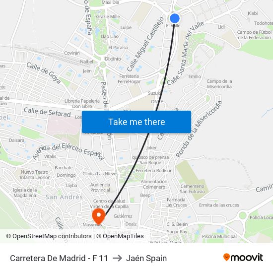 Carretera De Madrid - F 11 to Jaén Spain map