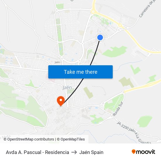 Avda A. Pascual - Residencia to Jaén Spain map