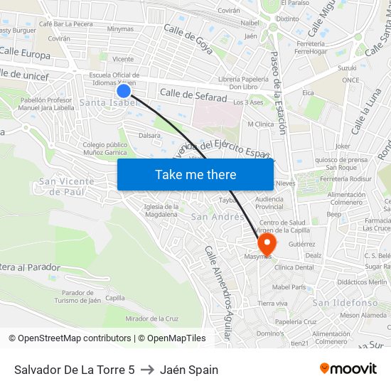 Salvador De La Torre 5 to Jaén Spain map