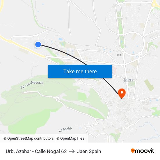 Urb. Azahar - Calle Nogal 62 to Jaén Spain map