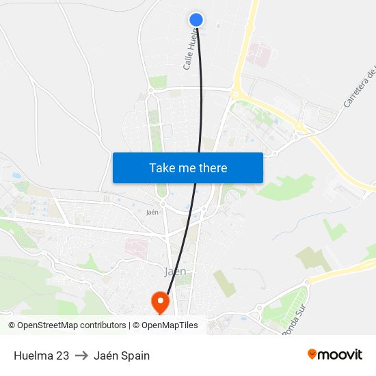 Huelma 23 to Jaén Spain map
