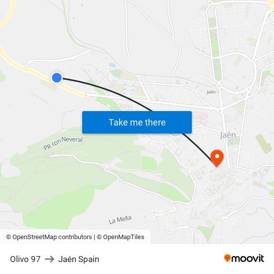 Olivo 97 to Jaén Spain map