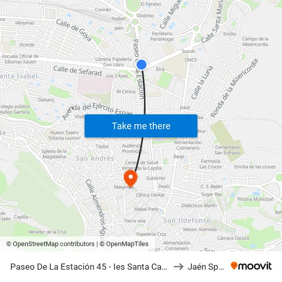 Paseo De La Estación 45 - Ies Santa Catalina to Jaén Spain map