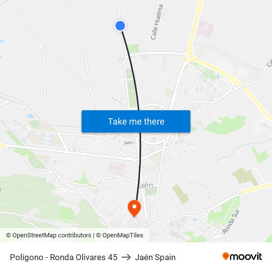 Polígono - Ronda Olivares 45 to Jaén Spain map