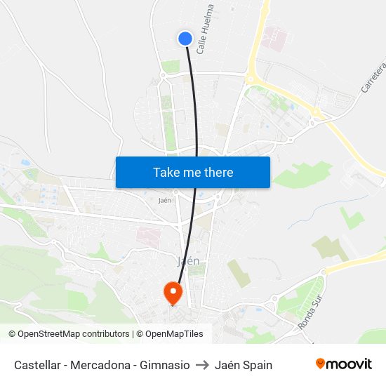 Castellar - Mercadona - Gimnasio to Jaén Spain map