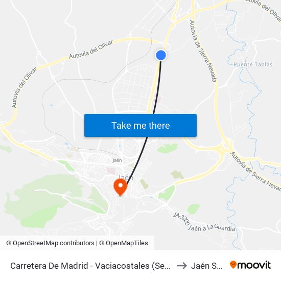 Carretera De Madrid - Vaciacostales (Sentido Jaén) to Jaén Spain map