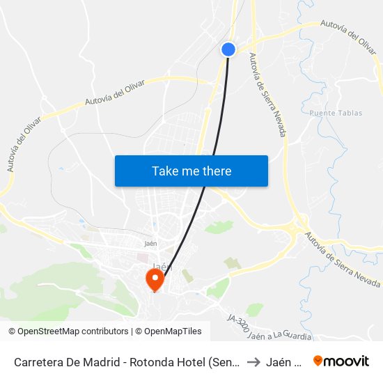 Carretera De Madrid - Rotonda Hotel (Sentido Las Infantas) to Jaén Spain map