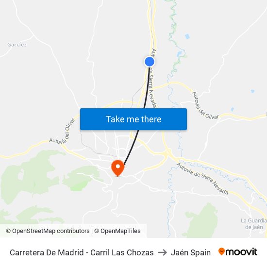 Carretera De Madrid - Carril Las Chozas to Jaén Spain map