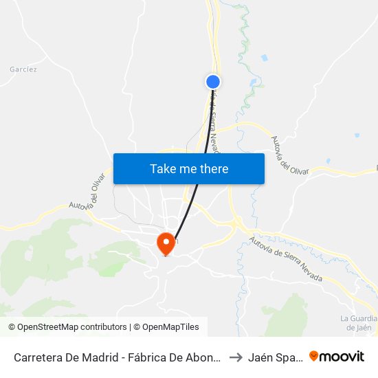 Carretera De Madrid - Fábrica De Abonos to Jaén Spain map