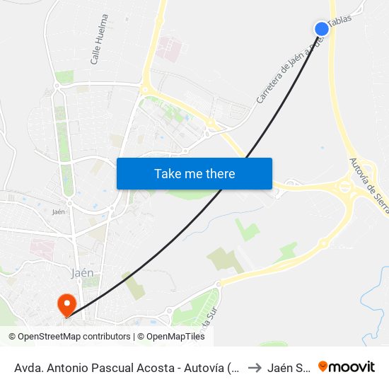 Avda. Antonio Pascual Acosta - Autovía (Sentido Jaén) to Jaén Spain map