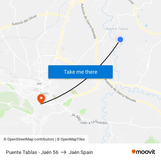 Puente Tablas - Jaén 56 to Jaén Spain map