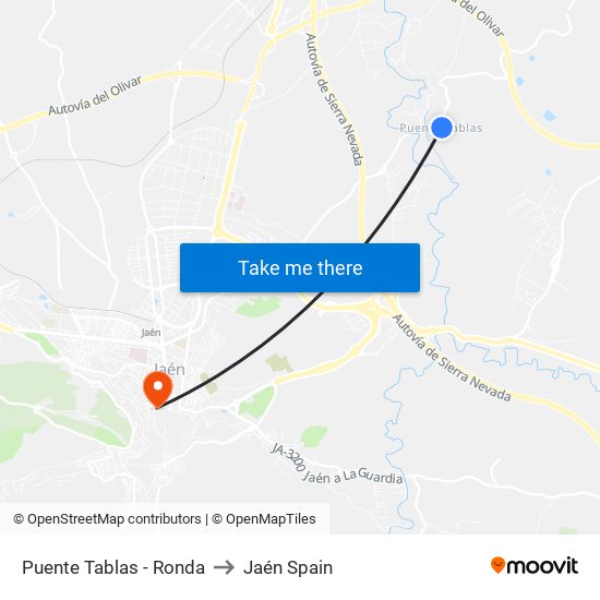 Puente Tablas - Ronda to Jaén Spain map