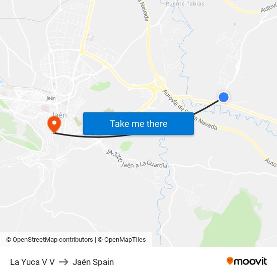 La Yuca V V to Jaén Spain map