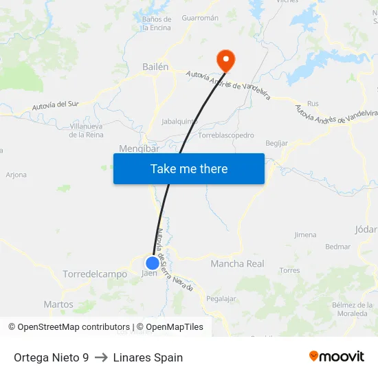 Ortega Nieto 9 to Linares Spain map