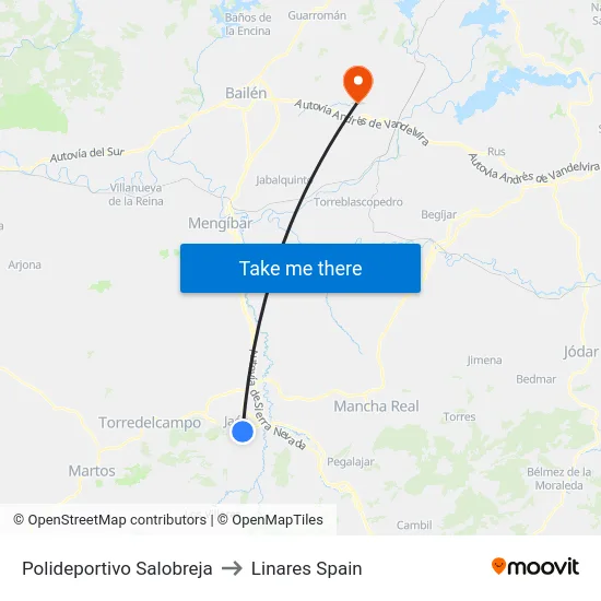 Polideportivo Salobreja to Linares Spain map