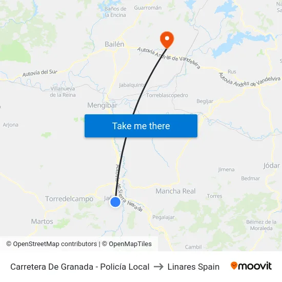 Carretera De Granada - Policía Local to Linares Spain map
