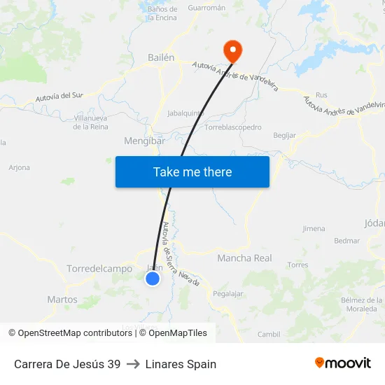 Carrera De Jesús 39 to Linares Spain map