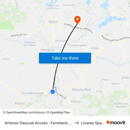 Antonio Pascual Acosta - Ferretería (B) to Linares Spain map