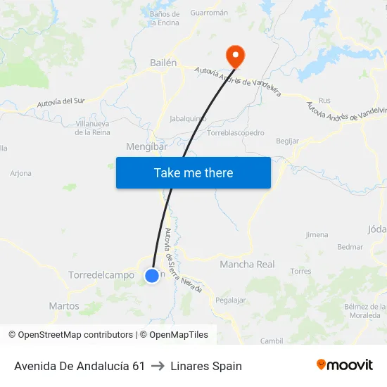 Avenida De Andalucía 61 to Linares Spain map