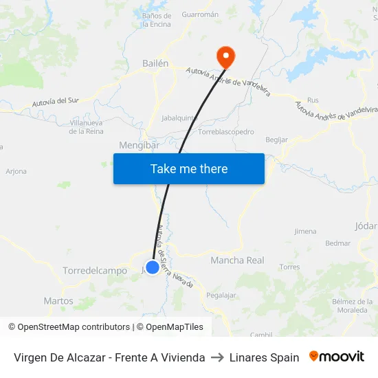Virgen De Alcazar - Frente A Vivienda to Linares Spain map