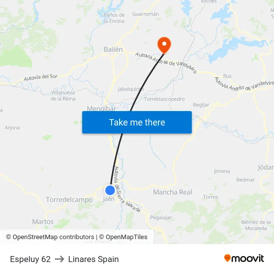 Espeluy 62 to Linares Spain map