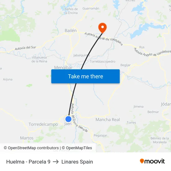 Huelma - Parcela 9 to Linares Spain map