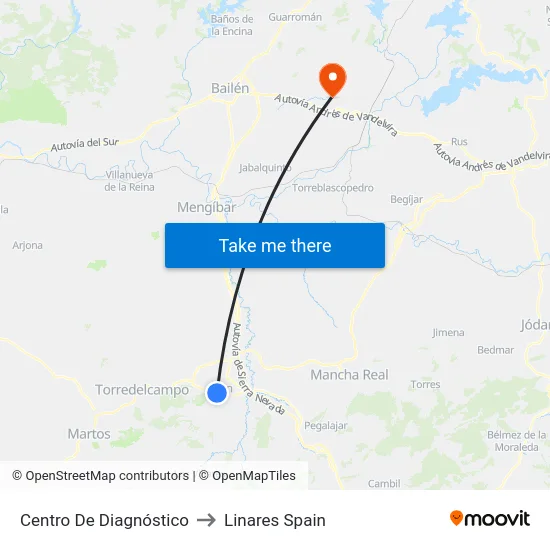 Centro De Diagnóstico to Linares Spain map