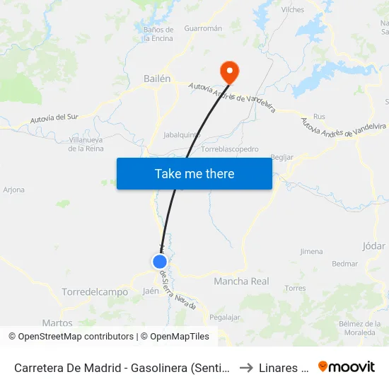 Carretera De Madrid - Gasolinera (Sentido Las Infantas) to Linares Spain map