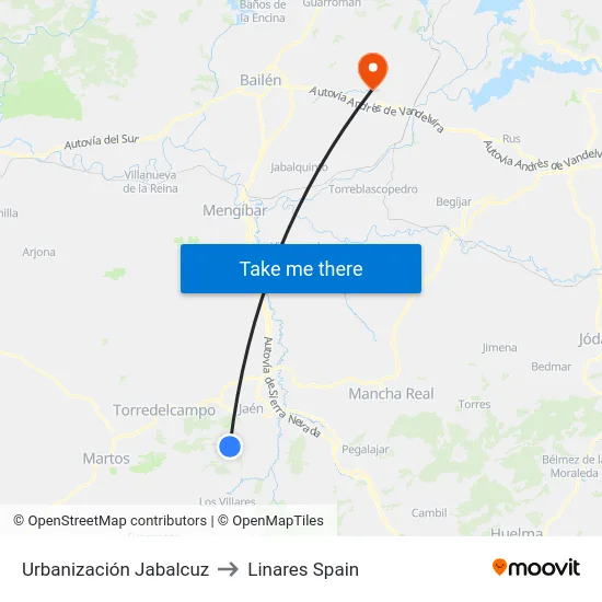 Urbanización Jabalcuz to Linares Spain map