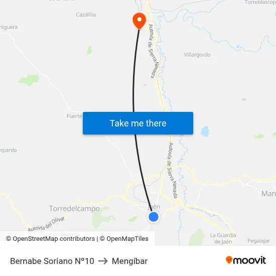 Bernabe Soriano Nº10 to Mengíbar map
