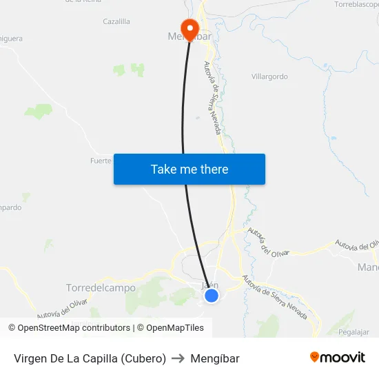 Virgen De La Capilla (Cubero) to Mengíbar map