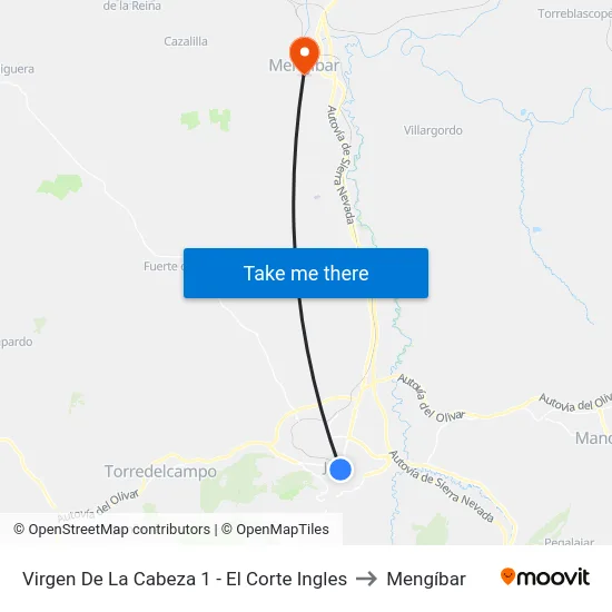 Virgen De La Cabeza 1 - El Corte Ingles to Mengíbar map