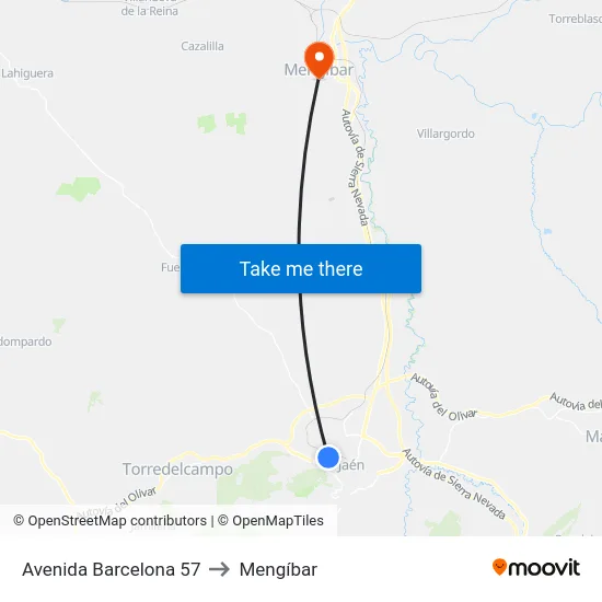 Avenida Barcelona 57 to Mengíbar map