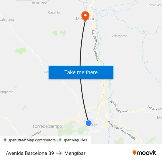 Avenida Barcelona 39 to Mengíbar map