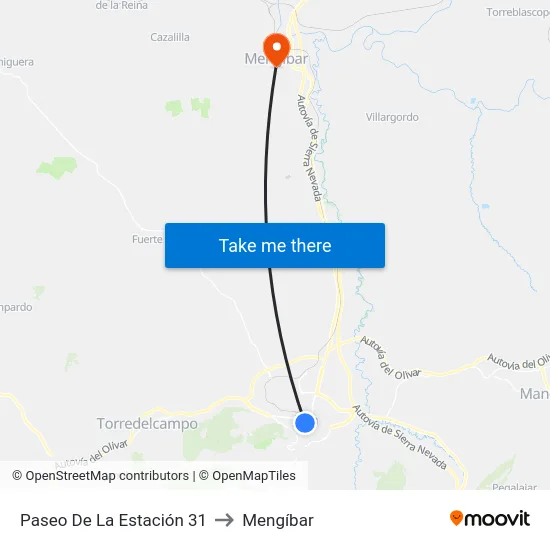 Paseo De La Estación 31 to Mengíbar map