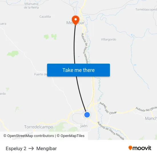 Espeluy 2 to Mengíbar map