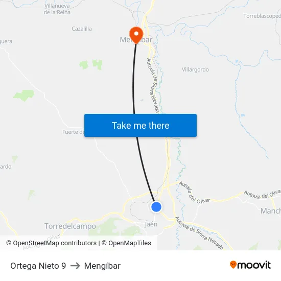 Ortega Nieto 9 to Mengíbar map