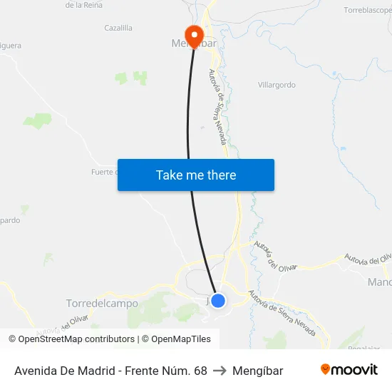 Avenida De Madrid - Frente Núm. 68 to Mengíbar map