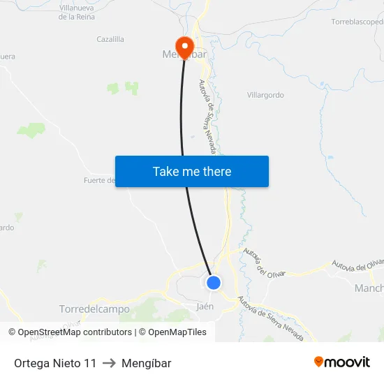 Ortega Nieto 11 to Mengíbar map
