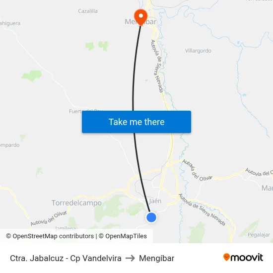 Ctra. Jabalcuz - Cp Vandelvira to Mengíbar map